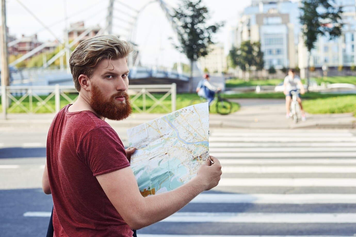 Manish-Patel-westchester-hansome-man-with-big-beard-red-t-shirt-