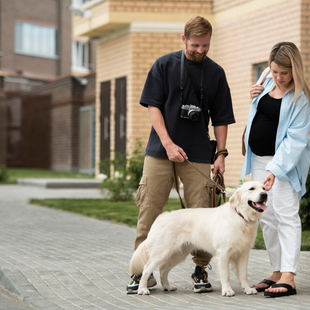 full-shot-couple-with-dog_23-2149072987